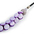 Romantic Purple Shell Black Faux Leather Cord Necklace - 53cm Long - view 5