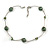 Stylish Green Glass/ Shell Bead and Textured Metal Bar Necklace In Silver Tone - 40cm L/ 5cm Ext - view 3