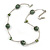 Stylish Green Glass/ Shell Bead and Textured Metal Bar Necklace In Silver Tone - 40cm L/ 5cm Ext