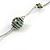 Stylish Green Glass/ Shell Bead and Textured Metal Bar Necklace In Silver Tone - 40cm L/ 5cm Ext - view 5