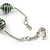 Stylish Green Glass/ Shell Bead and Textured Metal Bar Necklace In Silver Tone - 40cm L/ 5cm Ext - view 6