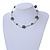 Stylish Green Glass/ Shell Bead and Textured Metal Bar Necklace In Silver Tone - 40cm L/ 5cm Ext - view 2