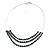3 Strand Teal/ Black Glass Bead Wire Layered Necklace - 58cm Long