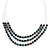 3 Strand Teal/ Black Glass Bead Wire Layered Necklace - 58cm Long - view 4