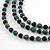3 Strand Teal/ Black Glass Bead Wire Layered Necklace - 58cm Long - view 3