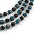 3 Strand Teal/ Black Glass Bead Wire Layered Necklace - 58cm Long - view 5