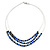 3 Strand Blue/ Black Glass Bead Wire Layered Necklace - 58cm Long - view 6