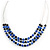 3 Strand Blue/ Black Glass Bead Wire Layered Necklace - 58cm Long - view 5