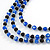 3 Strand Blue/ Black Glass Bead Wire Layered Necklace - 58cm Long - view 7