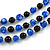 3 Strand Blue/ Black Glass Bead Wire Layered Necklace - 58cm Long - view 3