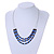 3 Strand Blue/ Black Glass Bead Wire Layered Necklace - 58cm Long - view 2