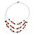 3 Strand White/ Red/ Black Shell and Glass Bead Wire Layered Necklace - 60cm L