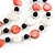 3 Strand White/ Red/ Black Shell and Glass Bead Wire Layered Necklace - 60cm L - view 4