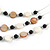 3 Strand White/ Brown/ Black Shell and Ceramic Bead Wire Layered Necklace - 60cm L - view 3
