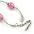 Pink Shell and Glass Bead Necklace In Silver Tone Metal - 42cm L/ 5cm Ext - view 5