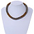 Statement Chunky Grey/ Bronze Beaded Stretch Choker Necklace - 44cm L - view 2