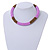 Statement Chunky Bronze/ Bubble Gum Pink Beaded Stretch Choker Style Necklace - 40cm L - view 2