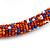 Statement Chunky Orange/ Blue/ Coral/ White Beaded Stretch Choker Necklace - 44cm L - view 3