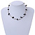 Delicate Black Semiprecious Stone with Silver Bar Necklace - 42cm L/ 5cm Ext - view 2