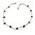 Delicate Brown Semiprecious Stone with Silver Bar Necklace - 42cm L/ 5cm Ext - view 3
