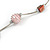 Stylish Light Pink Glass/ Shell Bead and Textured Metal Bar Necklace In Silver Tone - 40cm L/ 5cm Ext - view 3