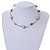 Stylish Light Pink Glass/ Shell Bead and Textured Metal Bar Necklace In Silver Tone - 40cm L/ 5cm Ext - view 2