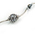 Stylish Grey Glass/ Shell Bead and Textured Metal Bar Necklace In Silver Tone - 40cm L/ 5cm Ext - view 5