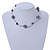 Stylish Grey Glass/ Shell Bead and Textured Metal Bar Necklace In Silver Tone - 40cm L/ 5cm Ext - view 2