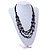 Multistrand Black Wood Beaded Cotton Cord Necklace - 70cm Length - view 2
