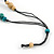 Long Green/ Natural Wood Bead Floral Black Cotton Cord Necklace - 116cm Long - view 6