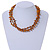 3 Strand Bronze Glass Beads, Burnt Orange Sea Shell Nuggets Necklace - 42cm L/ 3cm Ext - view 2