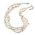 3 Strand White Glass Bead, Natural Sea Shell Necklace - 43cm L/ 4cm Ext - view 3