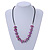 Fuchsia Coin Shell and Silver Tone Metal Button Bead Black Rubber Cord Necklace - 61cm L/ 7cm Ext - view 2