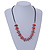 Red Coin Shell and Silver Tone Metal Button Bead Black Rubber Cord Necklace - 61cm L/ 7cm Ext - view 2