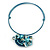 Light Blue/ Teal Shell Component, Acrylic Bead Floral Pendant Flex Wire Choker Necklace - Adjustable