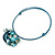 Light Blue/ Teal Shell Component, Acrylic Bead Floral Pendant Flex Wire Choker Necklace - Adjustable - view 4