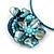 Light Blue/ Teal Shell Component, Acrylic Bead Floral Pendant Flex Wire Choker Necklace - Adjustable - view 5