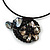 Black Shell Component, Acrylic Bead Floral Pendant Flex Wire Choker Necklace - Adjustable - view 2