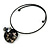 Black Shell Component, Acrylic Bead Floral Pendant Flex Wire Choker Necklace - Adjustable - view 3