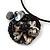 Black Shell Component, Acrylic Bead Floral Pendant Flex Wire Choker Necklace - Adjustable - view 4