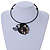 Black Shell Component, Acrylic Bead Floral Pendant Flex Wire Choker Necklace - Adjustable - view 6