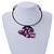 Purple Shell Flower Flex Wire Choker Necklace - Adjustable - view 2