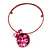Fuchsia Pink Shell Component, Acrylic Bead Floral Pendant Flex Wire Choker Necklace - Adjustable