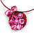 Fuchsia Pink Shell Component, Acrylic Bead Floral Pendant Flex Wire Choker Necklace - Adjustable - view 2