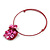 Fuchsia Pink Shell Component, Acrylic Bead Floral Pendant Flex Wire Choker Necklace - Adjustable - view 3