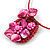 Fuchsia Pink Shell Component, Acrylic Bead Floral Pendant Flex Wire Choker Necklace - Adjustable - view 4