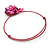 Fuchsia Pink Shell Component, Acrylic Bead Floral Pendant Flex Wire Choker Necklace - Adjustable - view 5