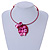 Fuchsia Pink Shell Component, Acrylic Bead Floral Pendant Flex Wire Choker Necklace - Adjustable - view 6