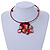 Red Shell Flower Flex Wire Choker Necklace - Adjustable - view 2
