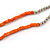 Long Glass/ Acrylic Bead Tassel Necklace (Silver, Coral) - 84cm L/ 12cm Tassel - view 5
